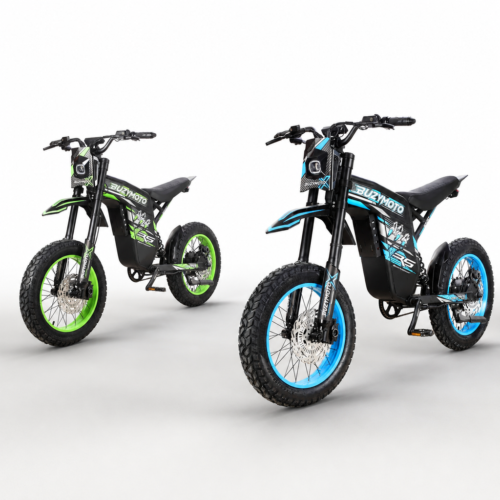 Buzymoto DAT70 Blue & Green Electric Bike Combo | DBM DirtBikeMall