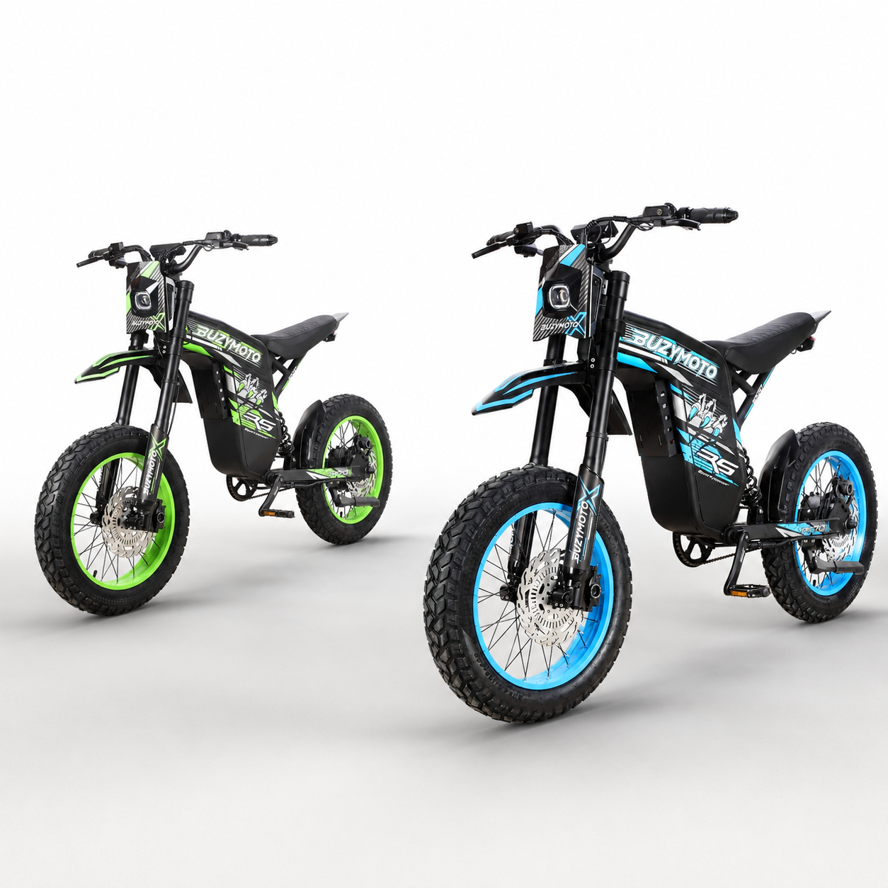 Buzymoto DAT70 Blue & Green Electric Bike Combo | DBM DirtBikeMall