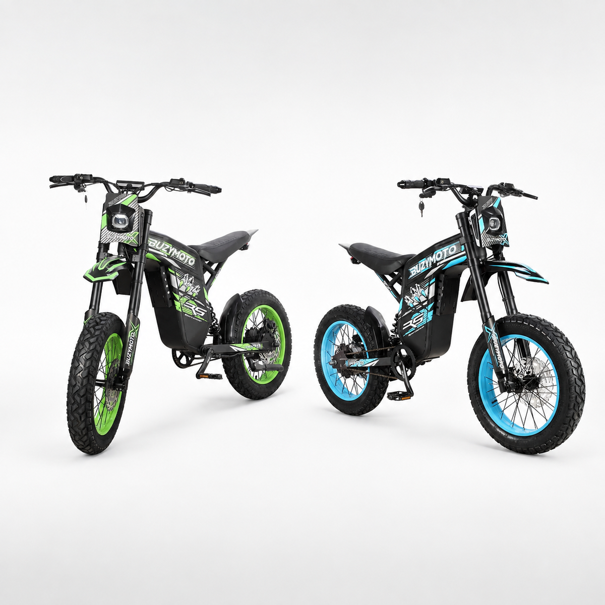 Buzymoto DAT70 Blue & Green Electric Bike Combo | DBM DirtBikeMall