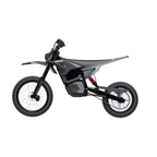 Terrawulf M7 black electric dirt motorcycle left side profile view showing full frame and battery