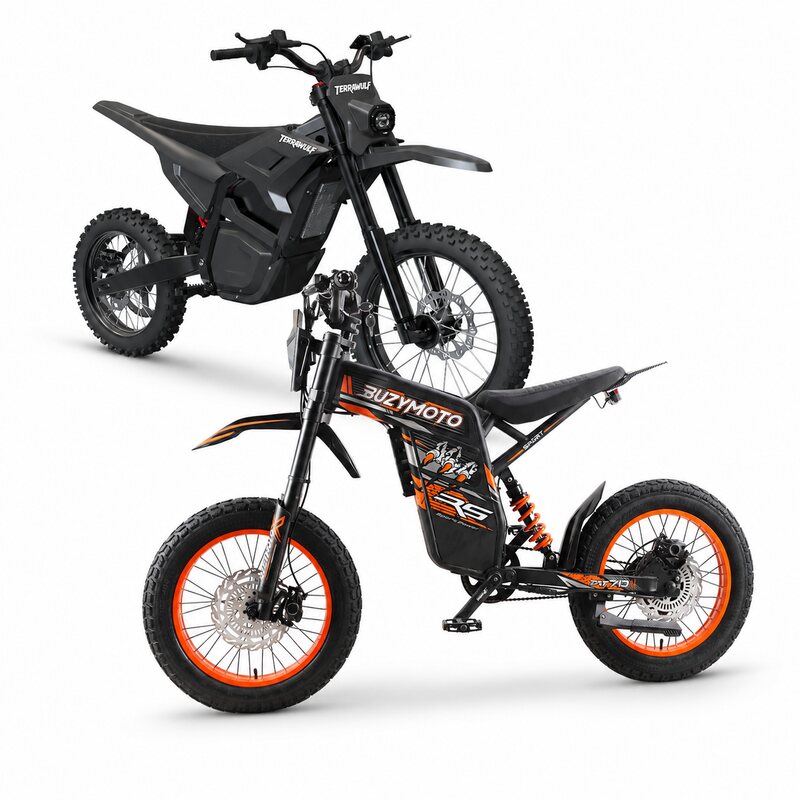 Close-up of Terrawulf M7 electric motor and Buzymoto DAT70 battery pack